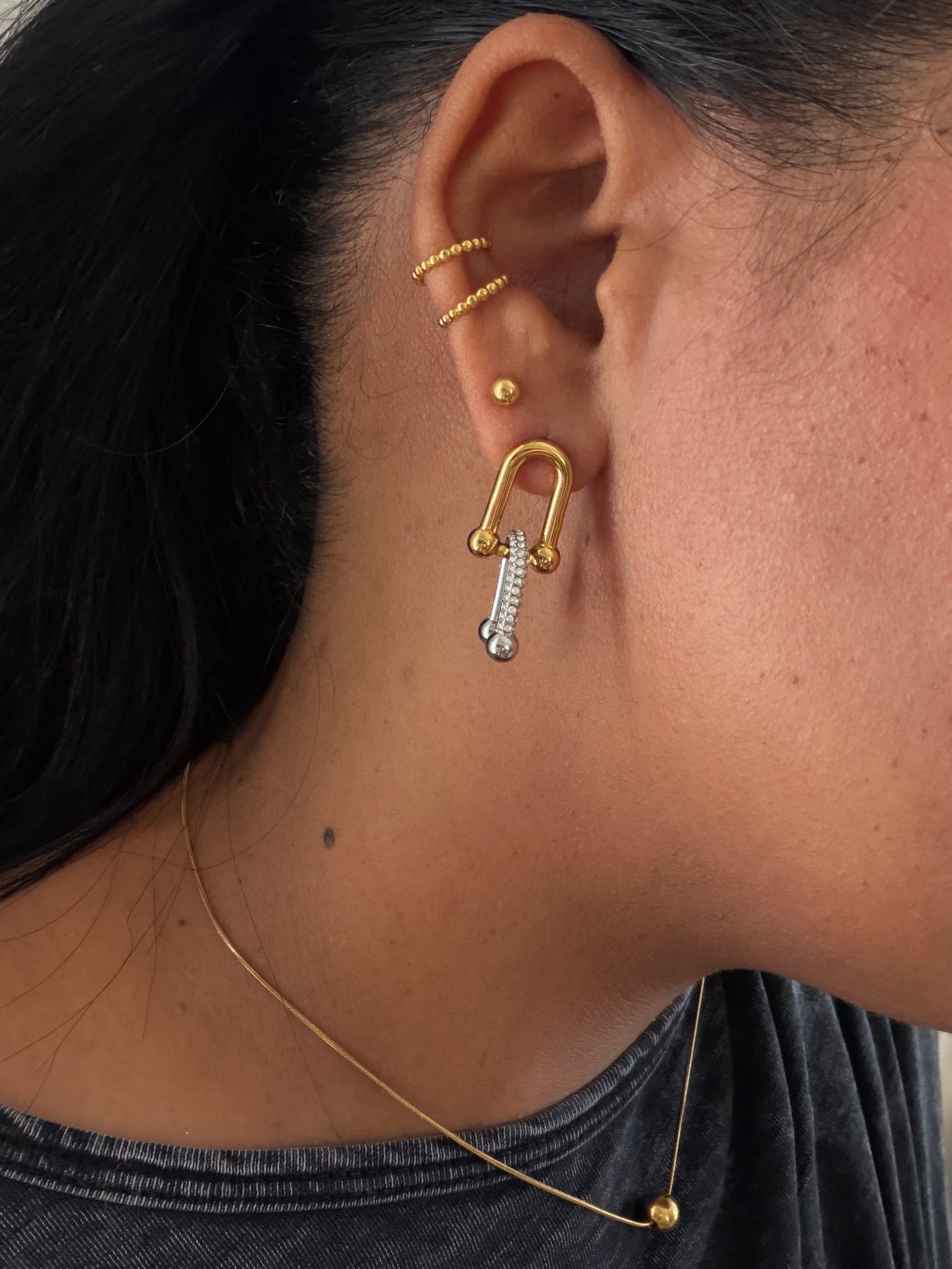 Aretes Link Doble Bicolor