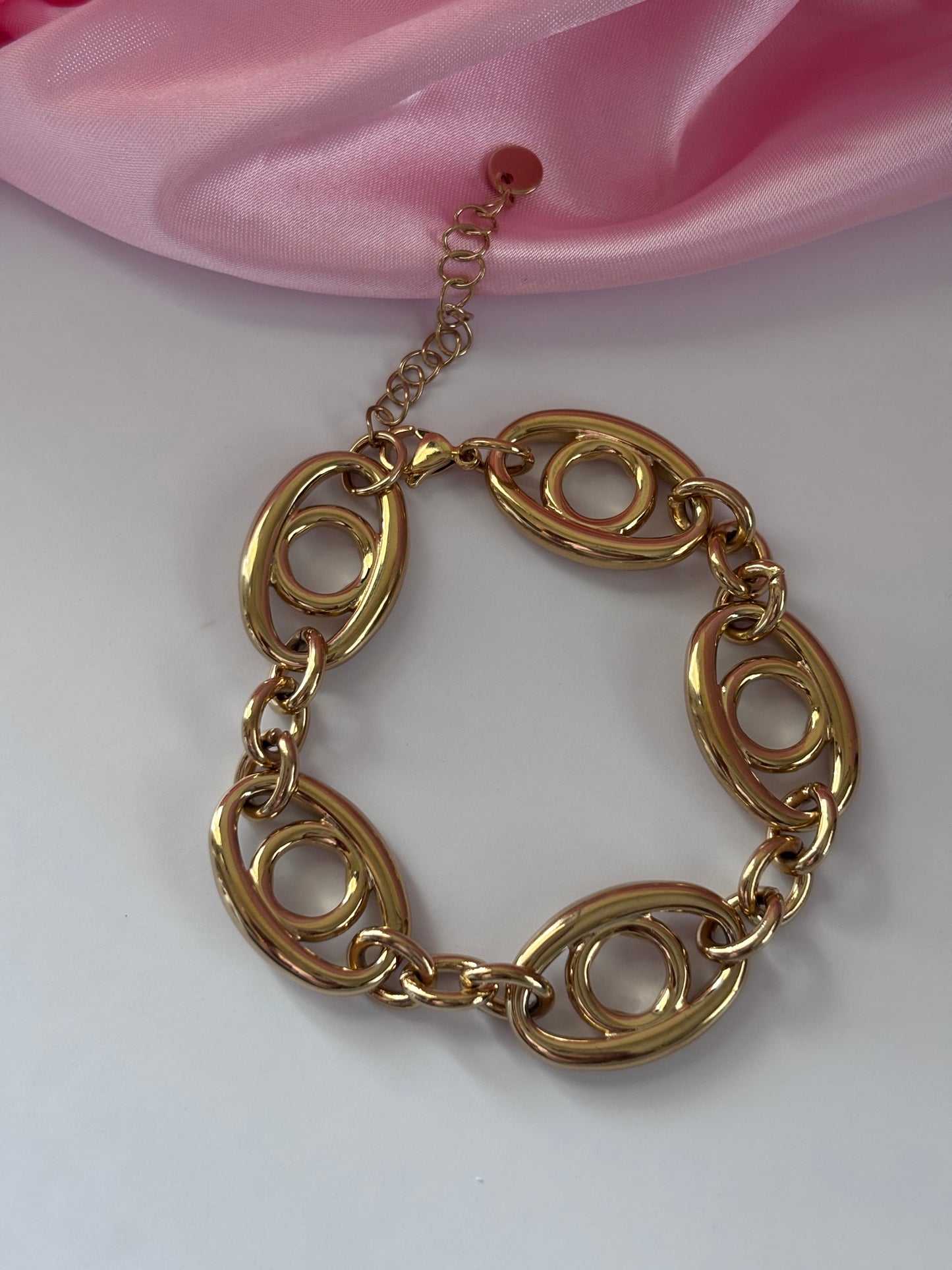 Pulsera Óvalos Dorados – Acero Inoxidable 304