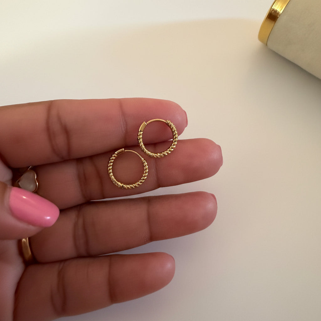 Mini Argollas Twist – Acero Inoxidable 304