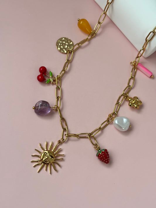 ☀️🍓 Collar Sol & Frutas – Charm Collection