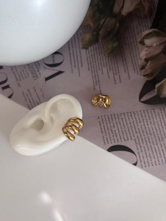 Set de Ear Cuffs “Spiral Gold” — Acero Inoxidable 18K