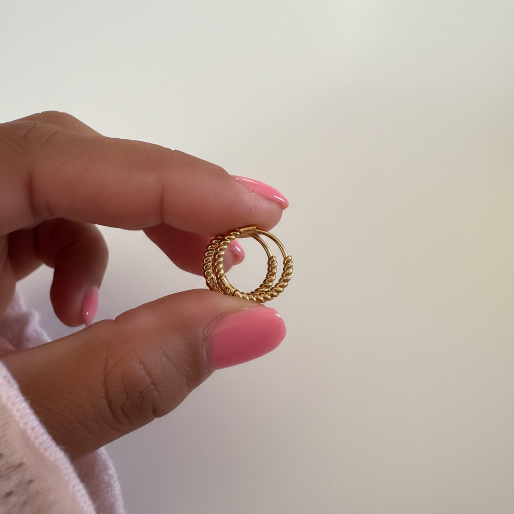 Mini Argollas Twist – Acero Inoxidable 304