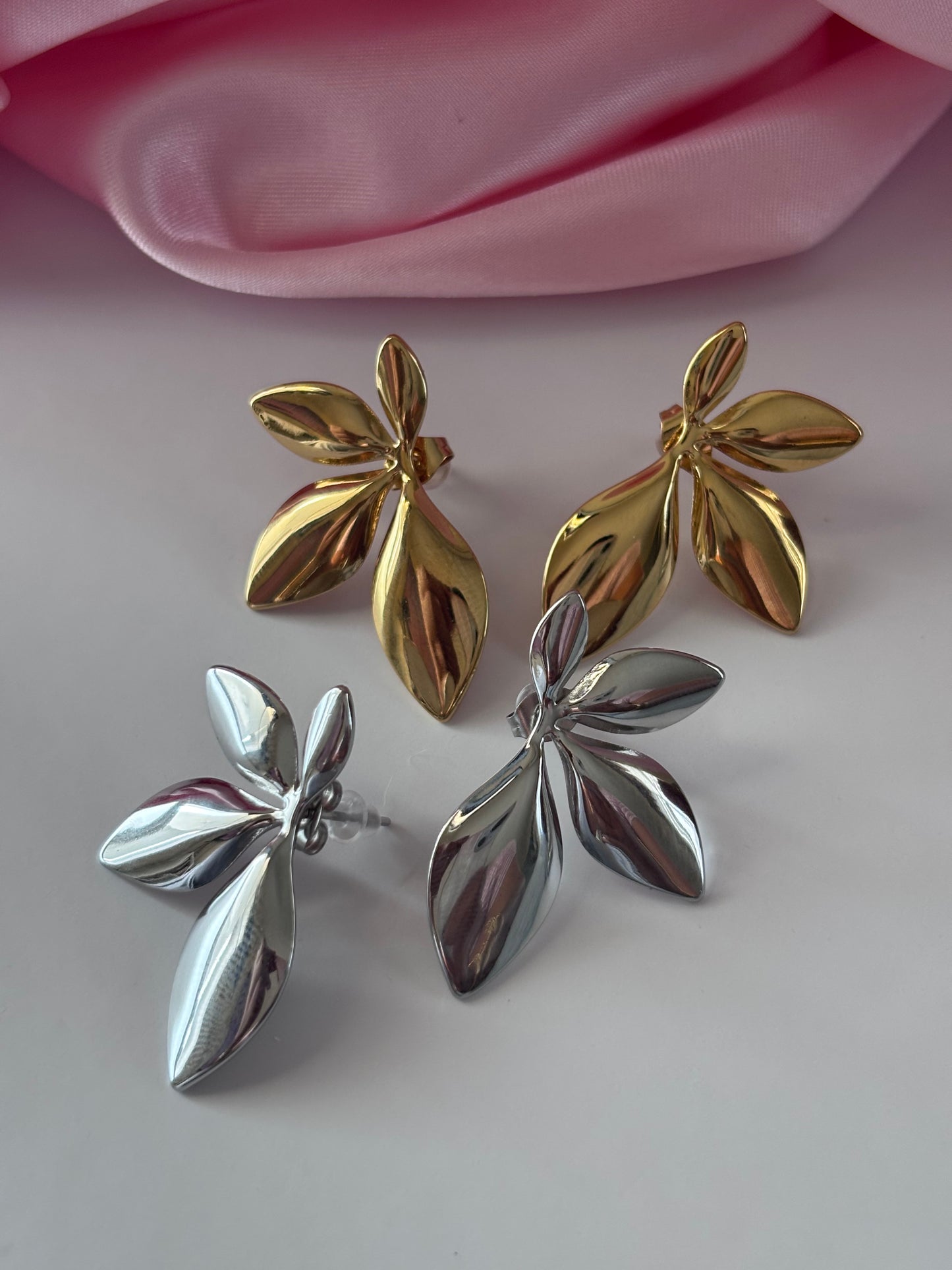 Aretes Leaf Luxe– Acero Inoxidable 304
