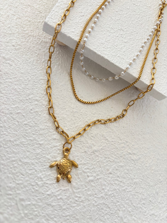 Turtly – Collar de Acero Inoxidable 304 Baño en Oro 18K