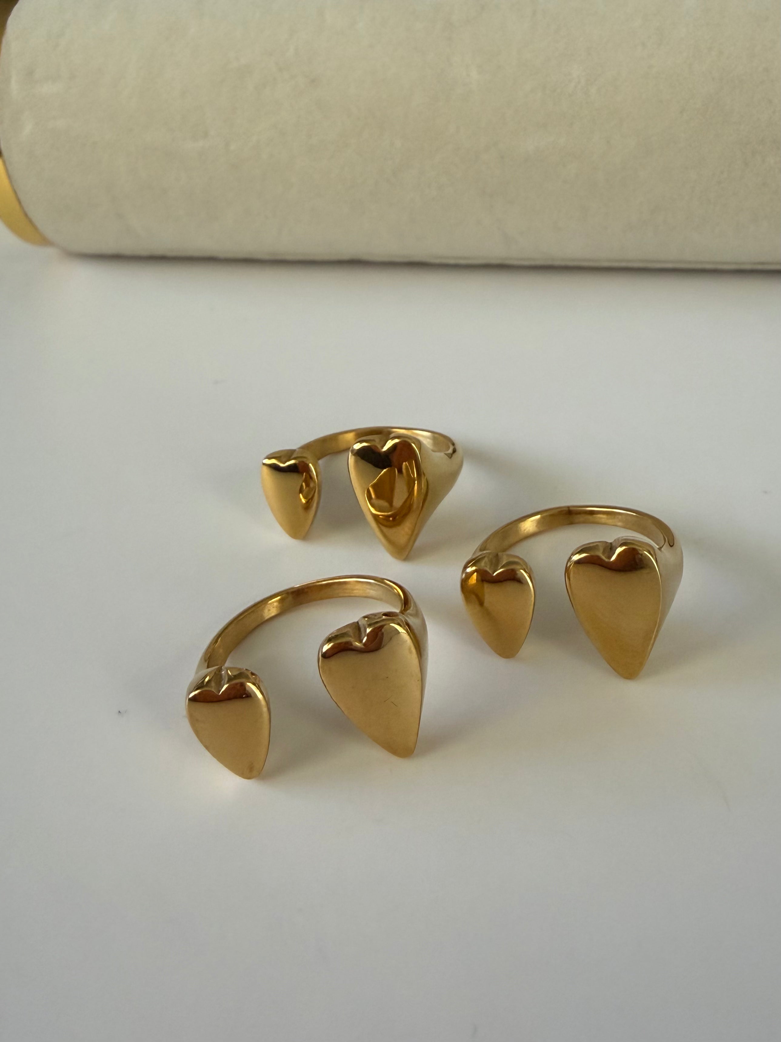 Anillo Corazón Doble Ajustable