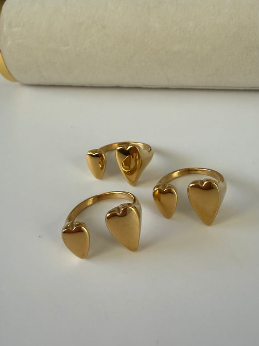 Anillo Corazón Doble Ajustable