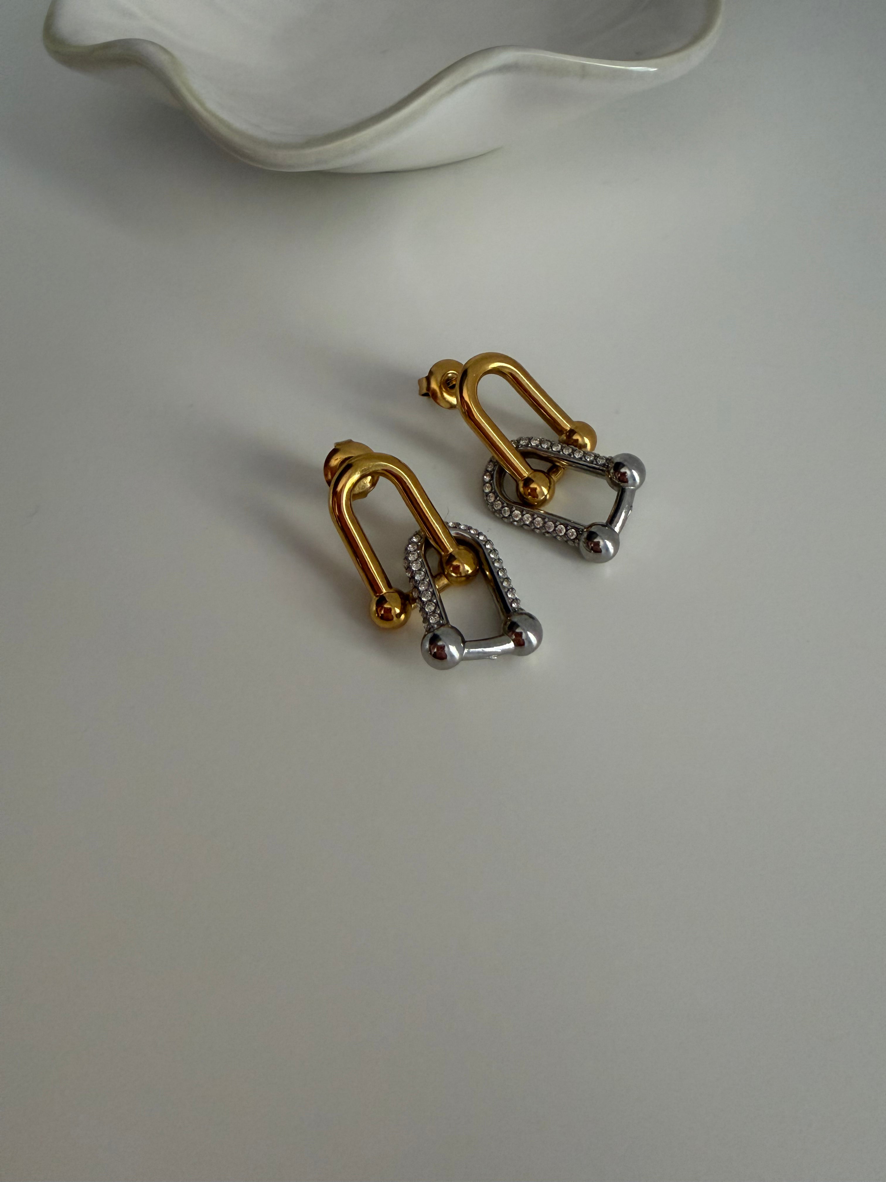 Aretes Link Doble Bicolor