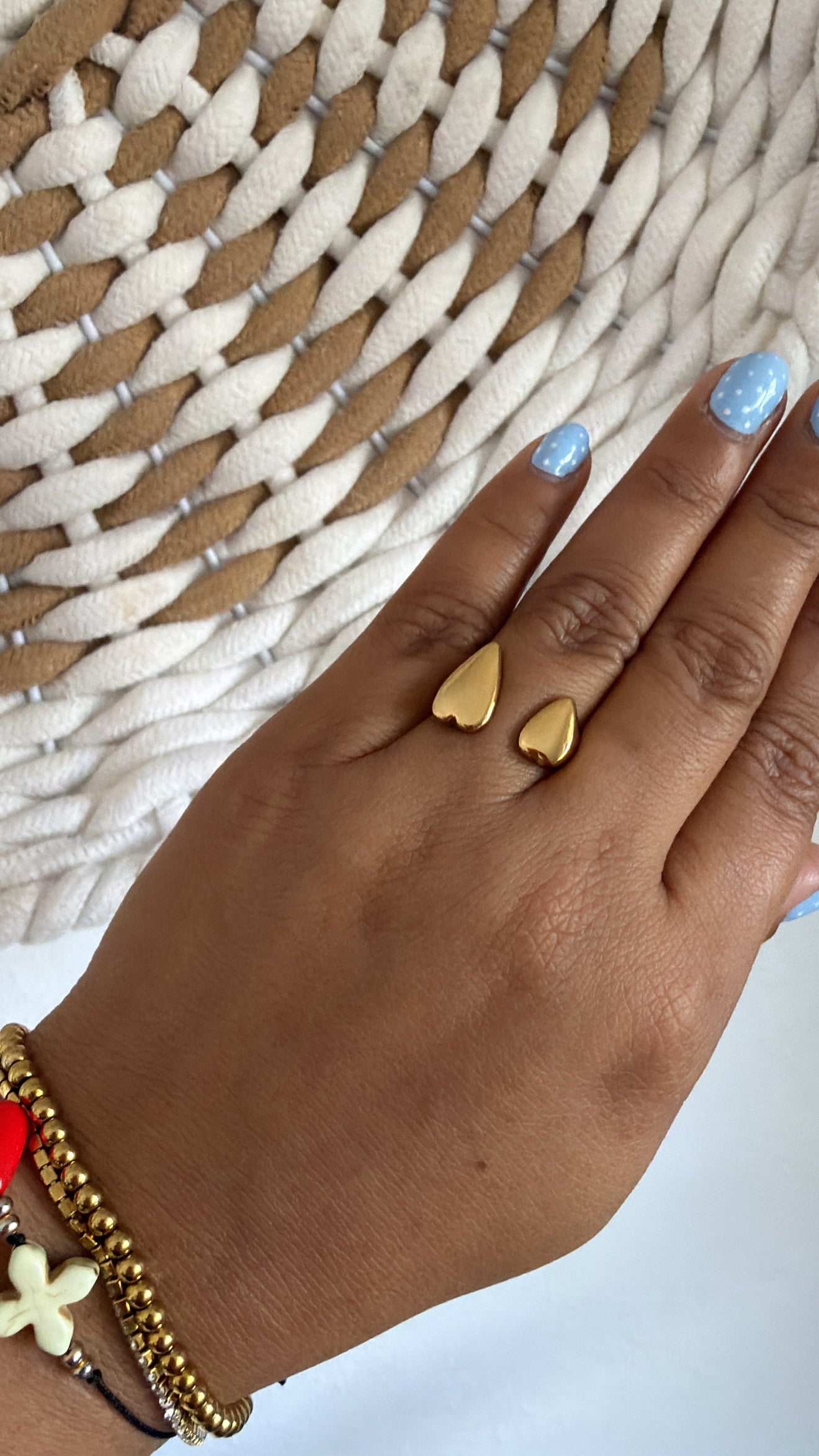 Anillo Corazón Doble Ajustable